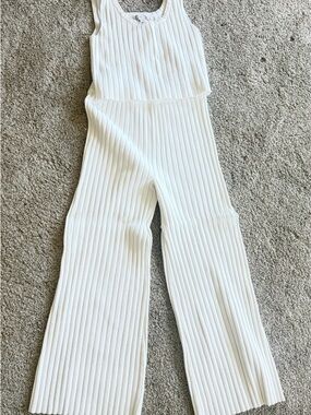 Sincerely Jules White Ribbed Knit Tank Jumpsuit
